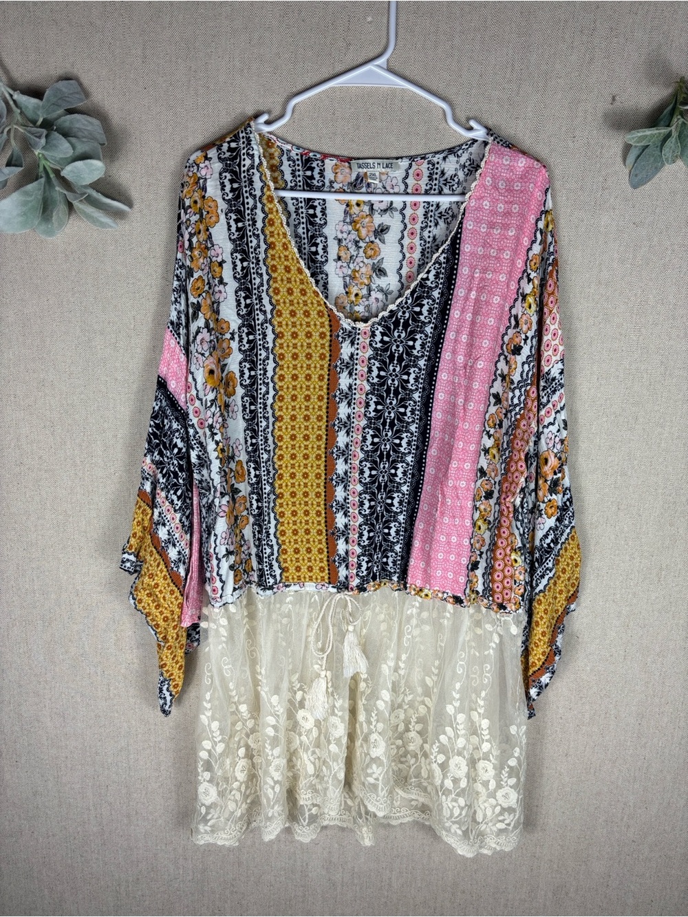 Tassels N Lace > Boho Patchwork V-Neck Tunic 2XL